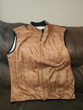 Women's Tan Heathered Zip-Front Vest